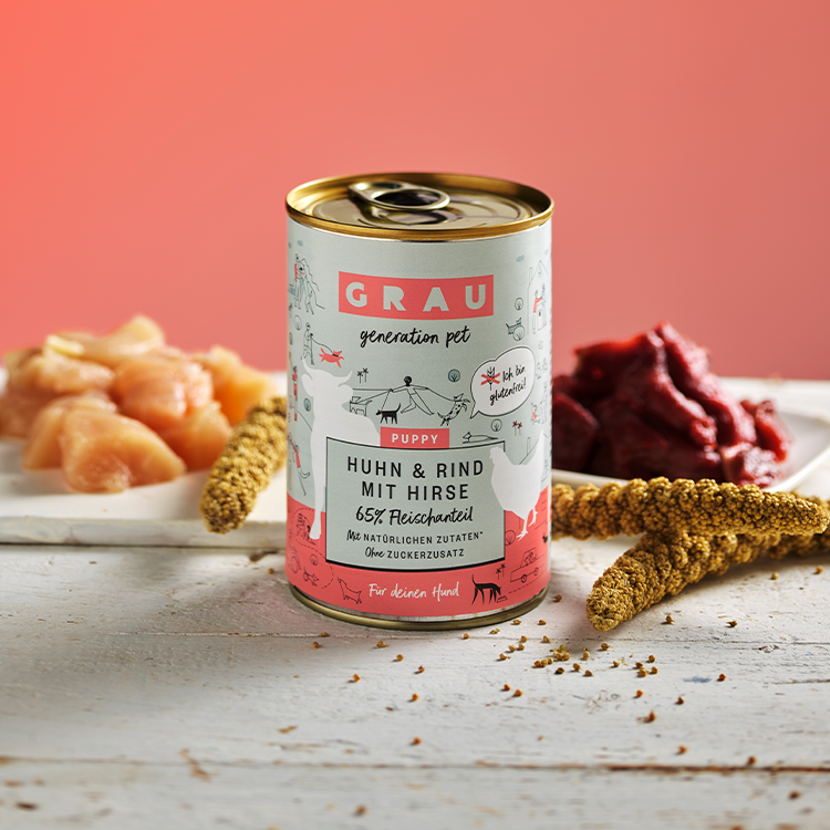 Pâtée pour chiots Puppy/Junior au poulet, bœuf et millet 6 x 400 g