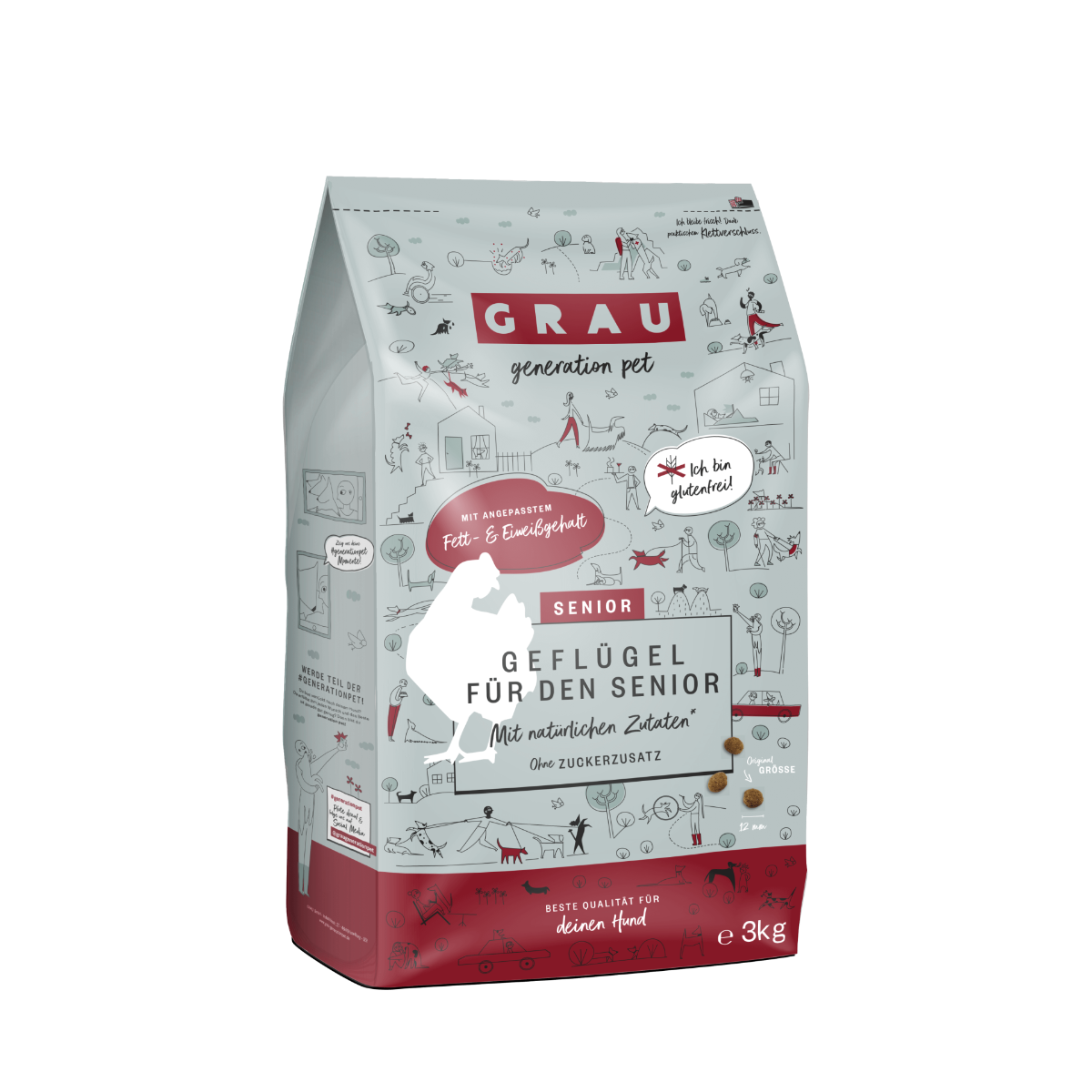 Croquettes pour chiens Volaille pour Seniors ou Adultes moins actifs sans gluten 3 kg