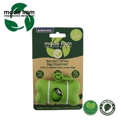 Poop bag dispenser with 12 bags - 100% plant-based, 0% plastic