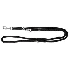 Dog leash in black double rope adjustable to 3 points 120-220cm